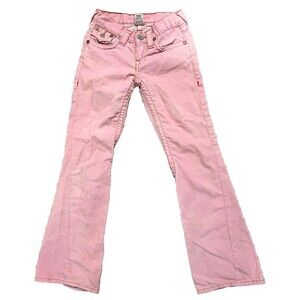 True Religion Girls Size 10 Pink Joey Flared 100% Cotton Jeans